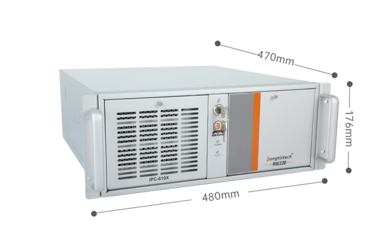 　這款機(jī)器采用了DT-610X機(jī)箱和DT-WR680MA主板。整體為銀灰色。采用了熱浸鍍鋅薄鋼板，防銹、耐候性強(qiáng)。并且它的防銹蝕性特別好，-般環(huán)境防蝕效果可達(dá)30-50年，熱浸鍍鋅薄鋼板外形美觀，加工容易。尺寸為430（481.6帶耳朵）*470*176mm（寬*深*高）,約重23kg，便于搬運(yùn)。