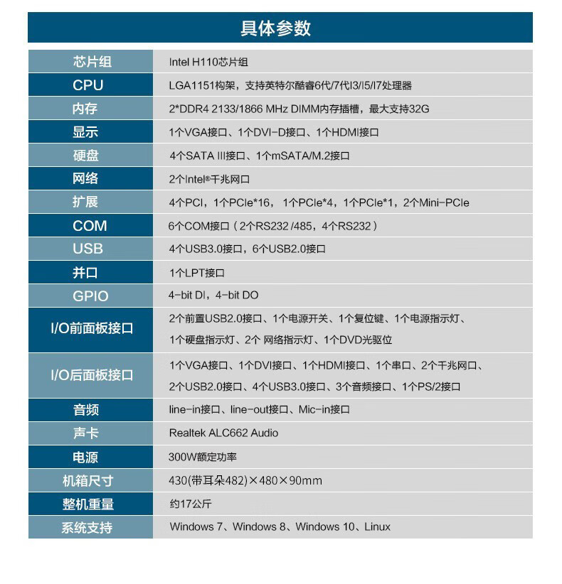 東田2U上架式工控機,酷睿6-9代工業(yè)電腦,4*PCI擴展槽,DT-61025-BH110MA.jpg