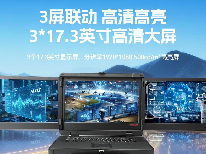 17.3英寸三屏加固便攜機,騰銳D2000國產工業筆記本,DTG-3173CU-FD2KMCL2